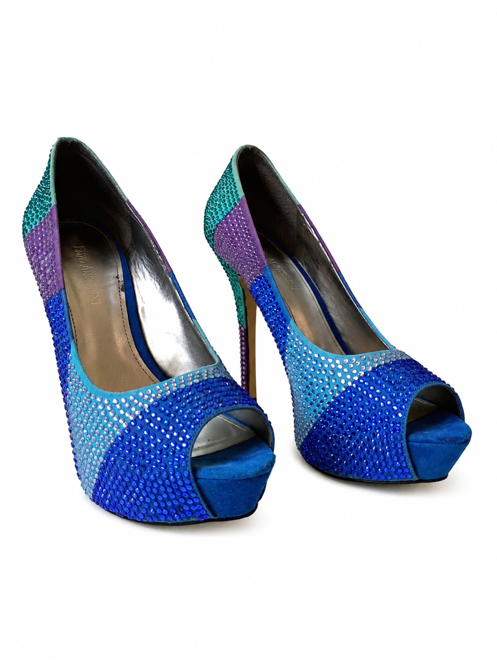 Enzo Angiolini Eatonell Pumps Size 9M Rhinestone Peep Toe Platform Heels